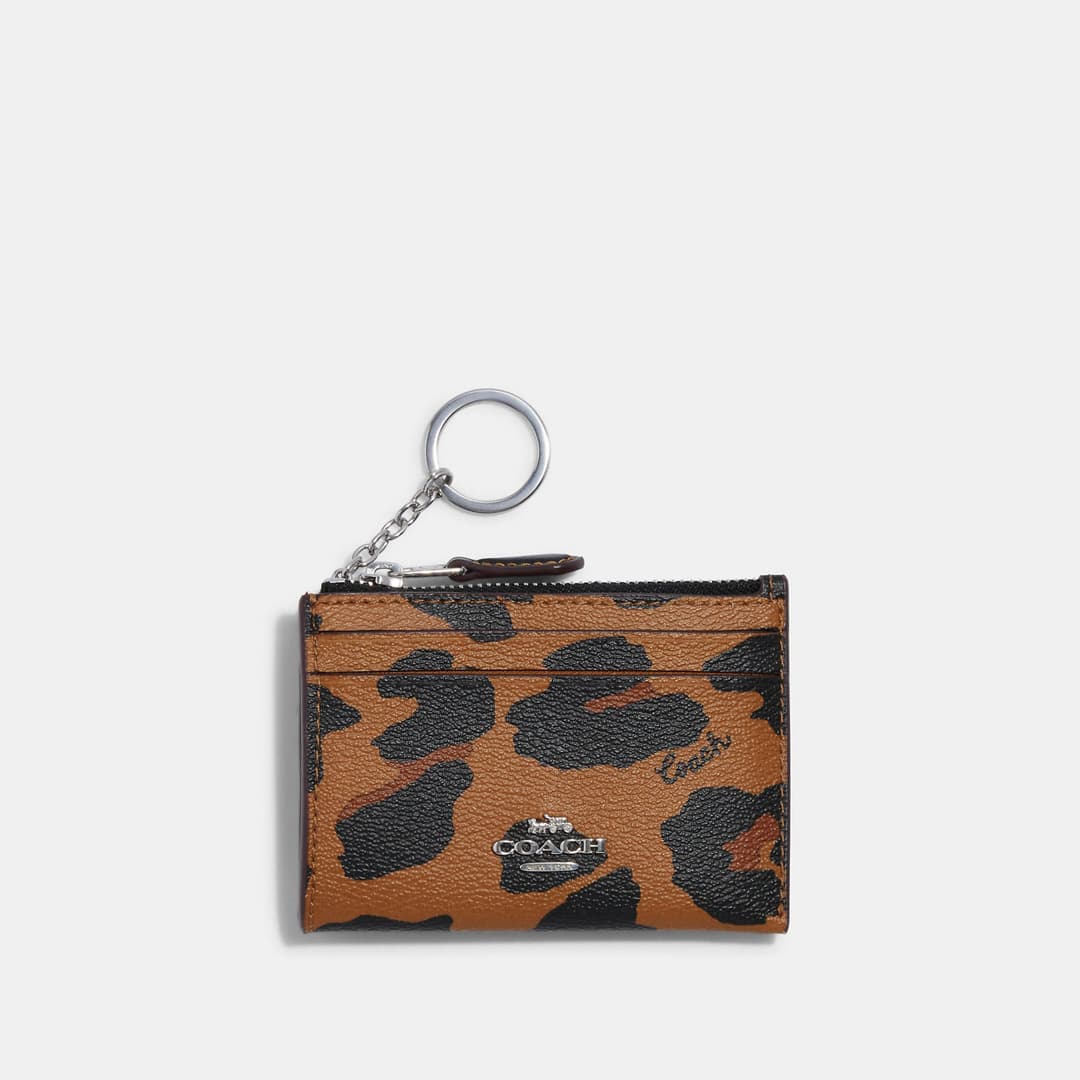 COACH Mini Skinny Id Case With Leopard Print