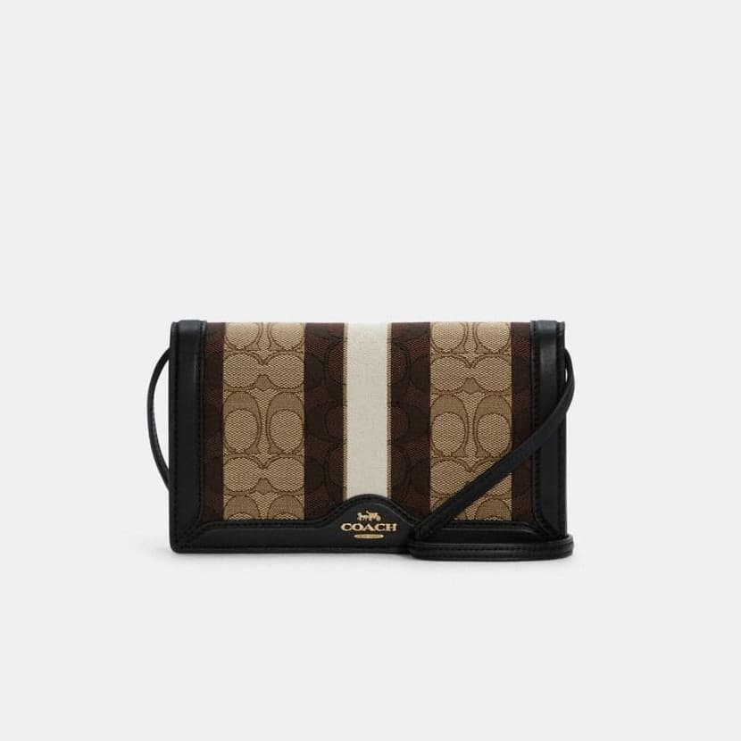 COACH Anna Foldover Clutch Crossbody In Signature Jacquard With Stripe