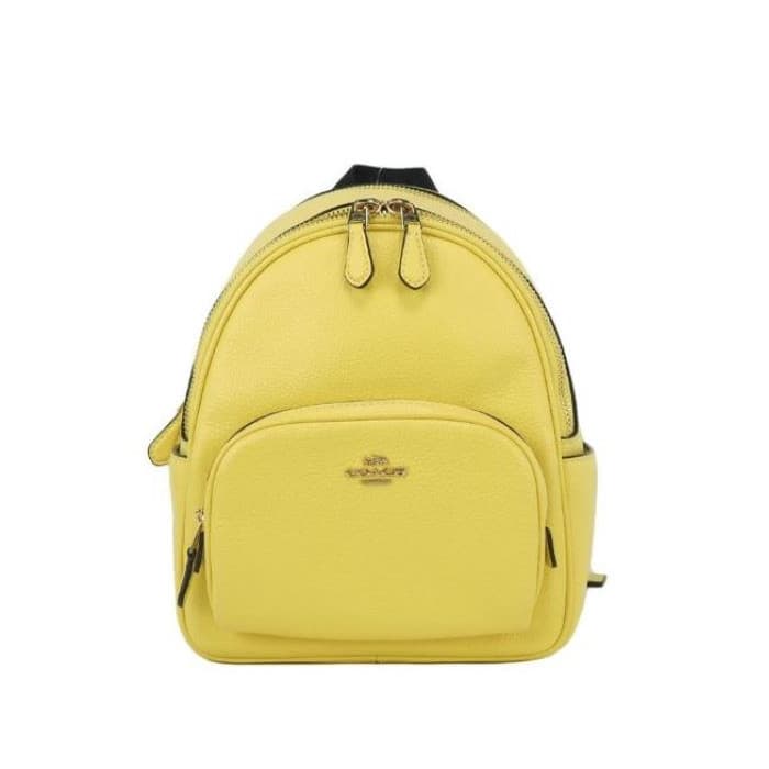 COACH Mini Court Retro Yellow Pebbled Leather Shoulder Backpack Bag