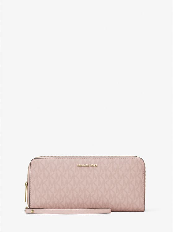 Michael Kors Outlet Jet Set Travel Large Signature Logo Continental Wristlet