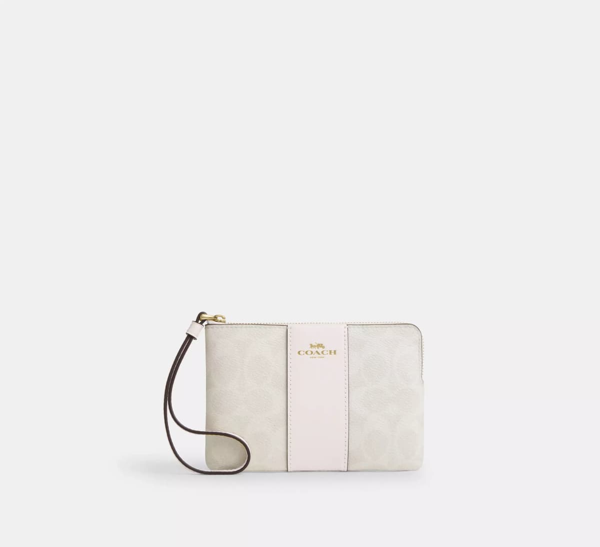 Corner Zip Wristlet Signature Canvas With Stripe.