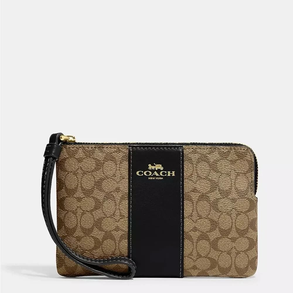 Corner Zip Wristlet In Signature Canvas